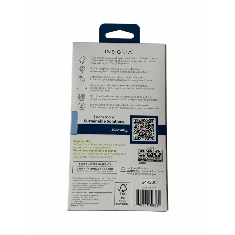 Insignia Silicone Case with MagSafe for iPhone 16 Black Open Box
